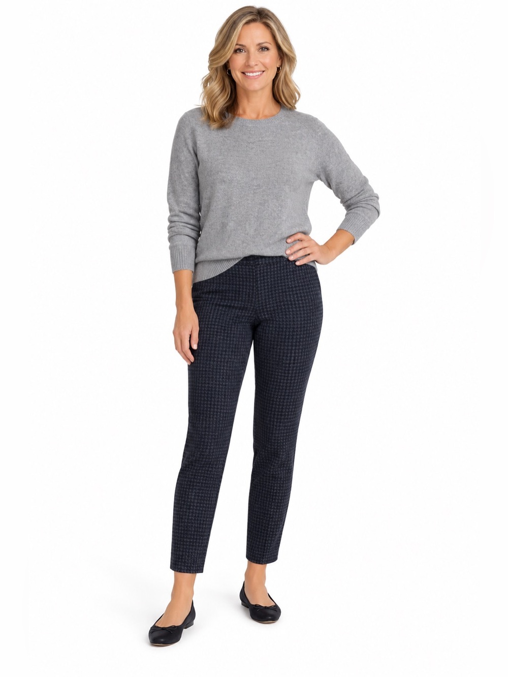 J.Jill Ponte pants Slim Leg Charcoal Black HoundsTooth crop size medium petite